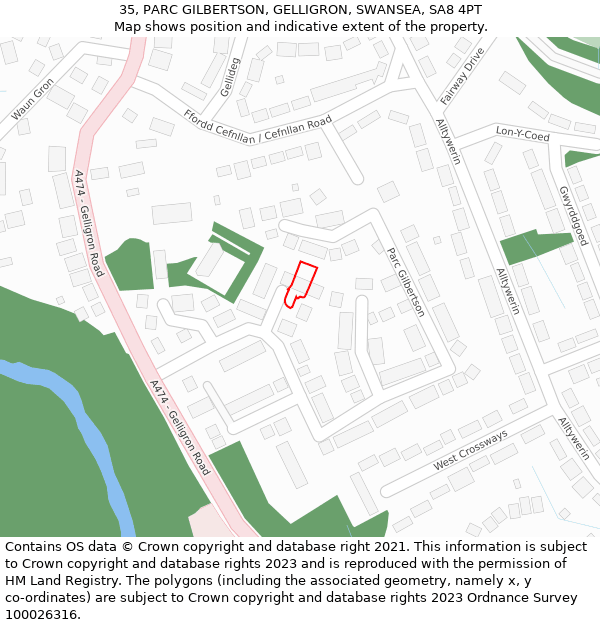35, PARC GILBERTSON, GELLIGRON, SWANSEA, SA8 4PT: Location map and indicative extent of plot