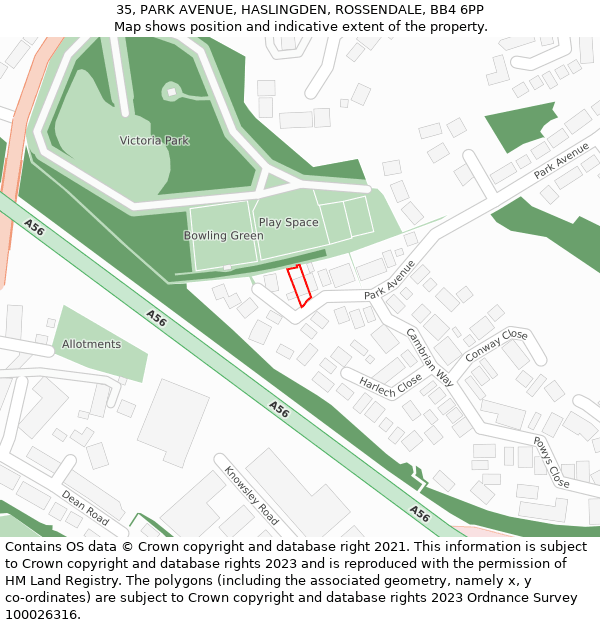 35, PARK AVENUE, HASLINGDEN, ROSSENDALE, BB4 6PP: Location map and indicative extent of plot