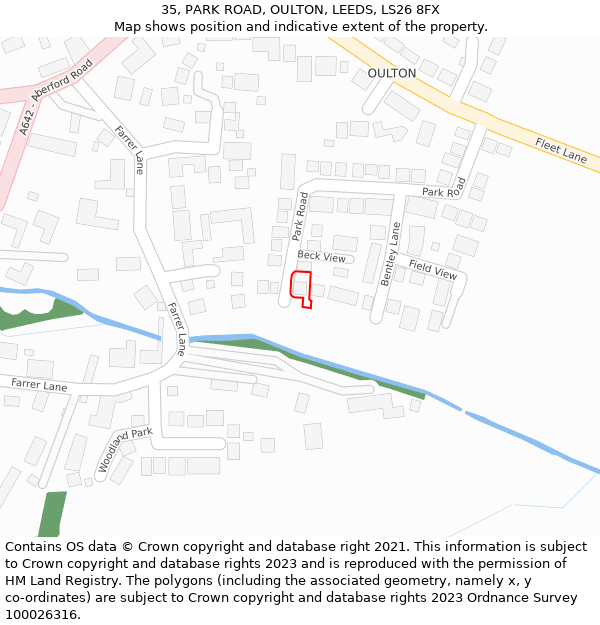 35, PARK ROAD, OULTON, LEEDS, LS26 8FX: Location map and indicative extent of plot
