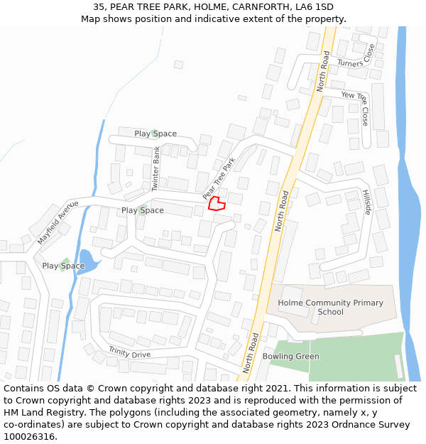 35, PEAR TREE PARK, HOLME, CARNFORTH, LA6 1SD: Location map and indicative extent of plot