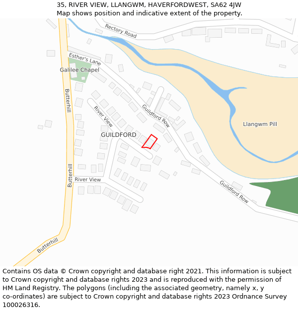 35, RIVER VIEW, LLANGWM, HAVERFORDWEST, SA62 4JW: Location map and indicative extent of plot