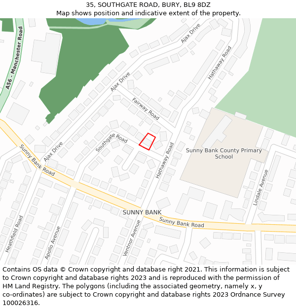 35, SOUTHGATE ROAD, BURY, BL9 8DZ: Location map and indicative extent of plot