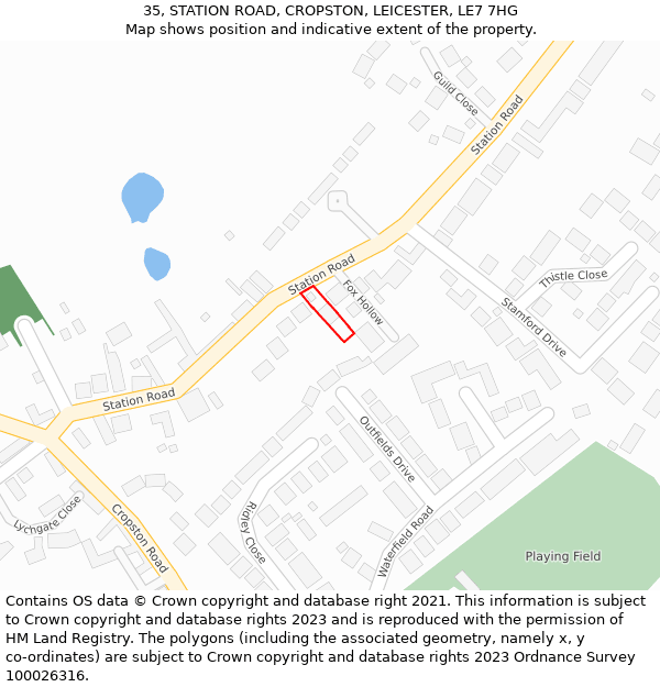 35, STATION ROAD, CROPSTON, LEICESTER, LE7 7HG: Location map and indicative extent of plot