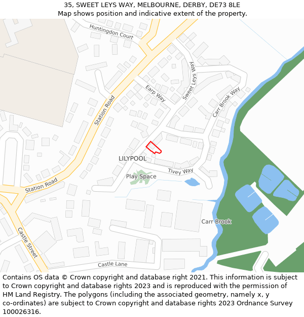 35, SWEET LEYS WAY, MELBOURNE, DERBY, DE73 8LE: Location map and indicative extent of plot