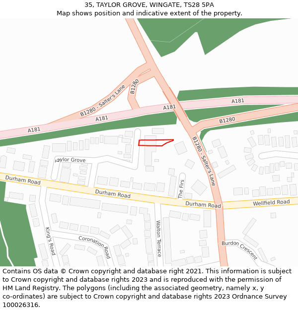 35, TAYLOR GROVE, WINGATE, TS28 5PA: Location map and indicative extent of plot