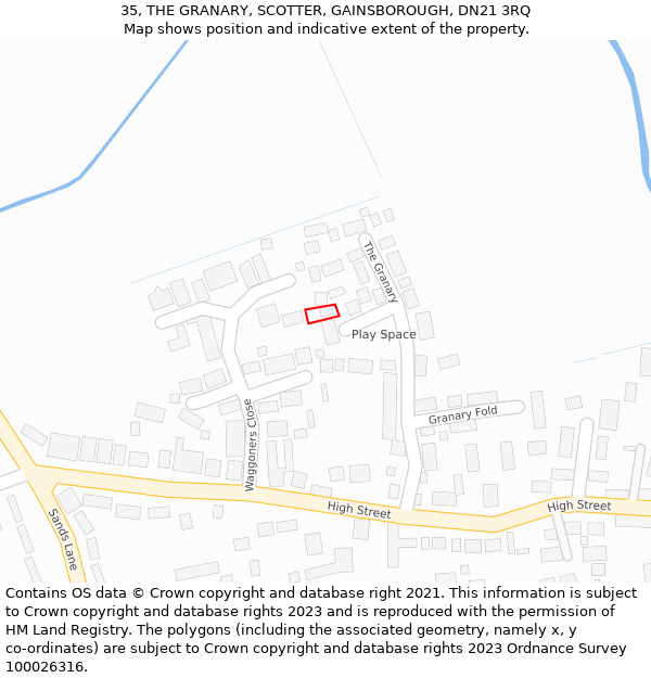 35, THE GRANARY, SCOTTER, GAINSBOROUGH, DN21 3RQ: Location map and indicative extent of plot