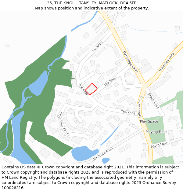 35, THE KNOLL, TANSLEY, MATLOCK, DE4 5FP: Location map and indicative extent of plot