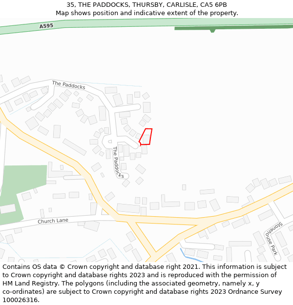 35, THE PADDOCKS, THURSBY, CARLISLE, CA5 6PB: Location map and indicative extent of plot