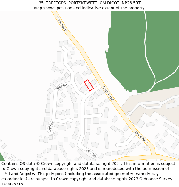 35, TREETOPS, PORTSKEWETT, CALDICOT, NP26 5RT: Location map and indicative extent of plot