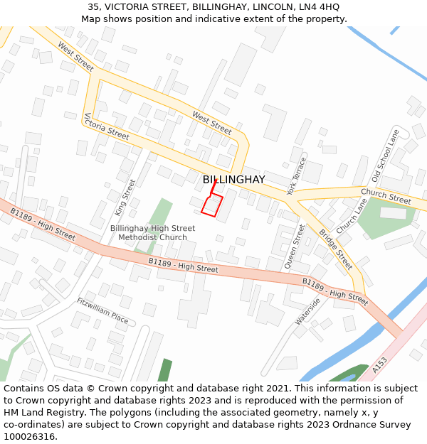 35, VICTORIA STREET, BILLINGHAY, LINCOLN, LN4 4HQ: Location map and indicative extent of plot