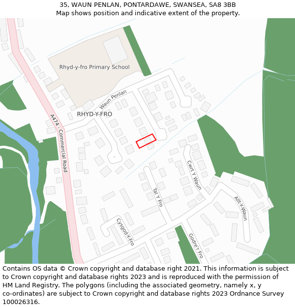 35, WAUN PENLAN, PONTARDAWE, SWANSEA, SA8 3BB: Location map and indicative extent of plot