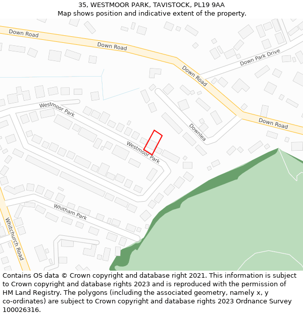 35, WESTMOOR PARK, TAVISTOCK, PL19 9AA: Location map and indicative extent of plot