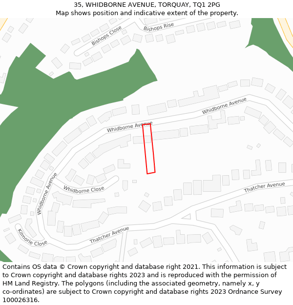 35, WHIDBORNE AVENUE, TORQUAY, TQ1 2PG: Location map and indicative extent of plot