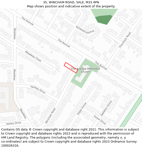 35, WINCHAM ROAD, SALE, M33 4PN: Location map and indicative extent of plot