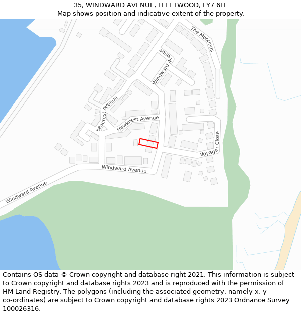 35, WINDWARD AVENUE, FLEETWOOD, FY7 6FE: Location map and indicative extent of plot