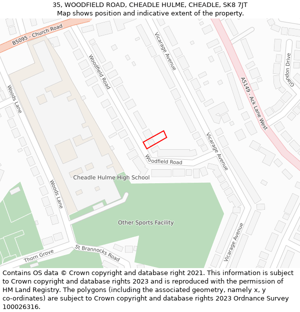 35, WOODFIELD ROAD, CHEADLE HULME, CHEADLE, SK8 7JT: Location map and indicative extent of plot