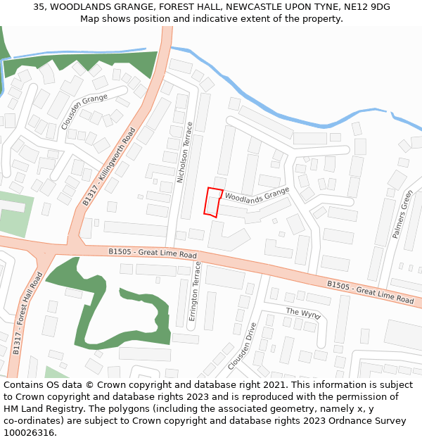 35, WOODLANDS GRANGE, FOREST HALL, NEWCASTLE UPON TYNE, NE12 9DG: Location map and indicative extent of plot