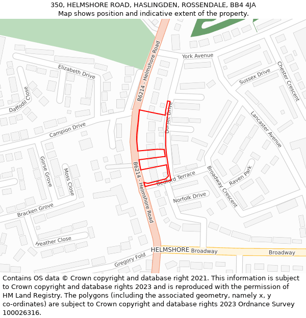 350, HELMSHORE ROAD, HASLINGDEN, ROSSENDALE, BB4 4JA: Location map and indicative extent of plot