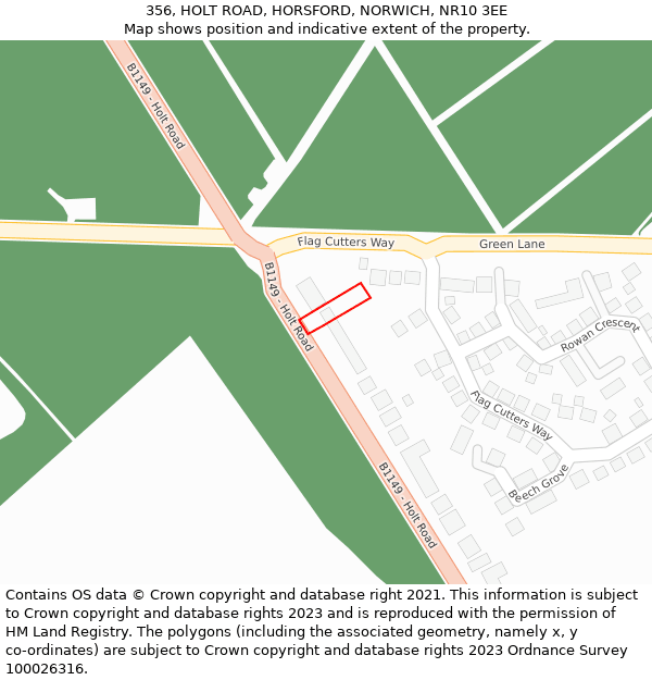 356, HOLT ROAD, HORSFORD, NORWICH, NR10 3EE: Location map and indicative extent of plot