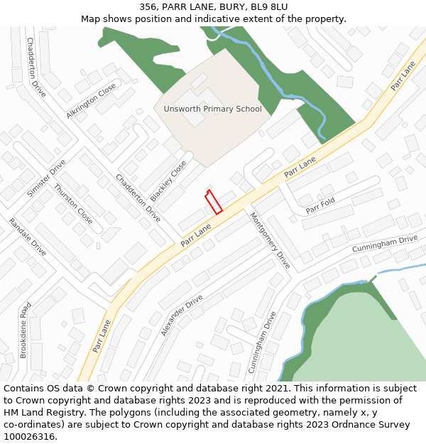 356, PARR LANE, BURY, BL9 8LU: Location map and indicative extent of plot