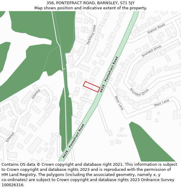 356, PONTEFRACT ROAD, BARNSLEY, S71 5JY: Location map and indicative extent of plot