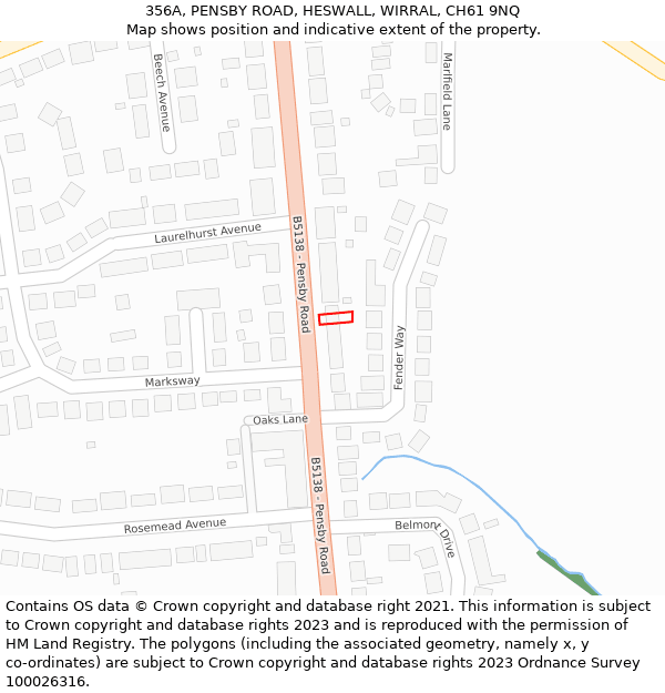 356A, PENSBY ROAD, HESWALL, WIRRAL, CH61 9NQ: Location map and indicative extent of plot