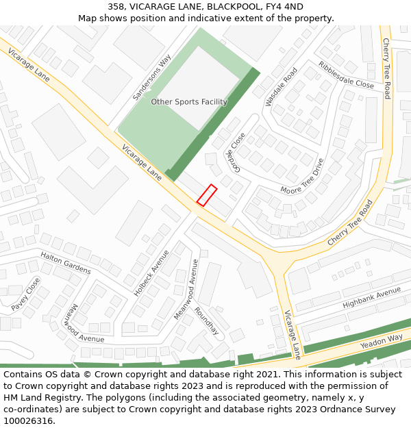 358, VICARAGE LANE, BLACKPOOL, FY4 4ND: Location map and indicative extent of plot