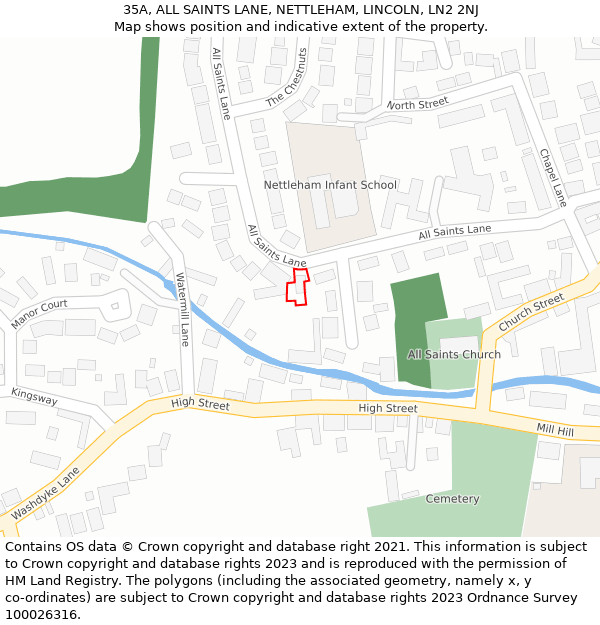 35A, ALL SAINTS LANE, NETTLEHAM, LINCOLN, LN2 2NJ: Location map and indicative extent of plot