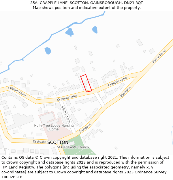 35A, CRAPPLE LANE, SCOTTON, GAINSBOROUGH, DN21 3QT: Location map and indicative extent of plot