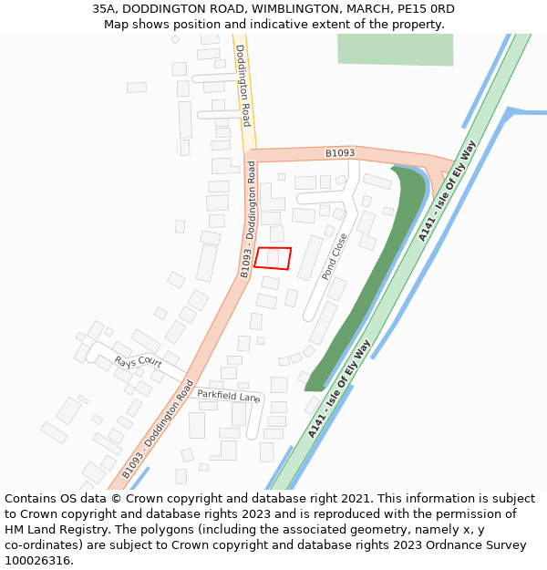 35A, DODDINGTON ROAD, WIMBLINGTON, MARCH, PE15 0RD: Location map and indicative extent of plot
