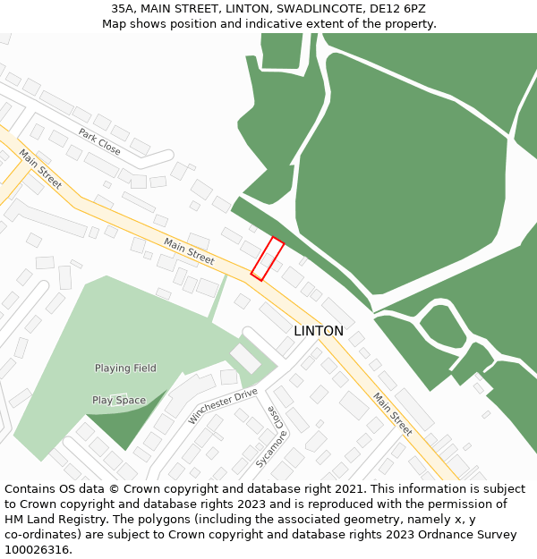 35A, MAIN STREET, LINTON, SWADLINCOTE, DE12 6PZ: Location map and indicative extent of plot