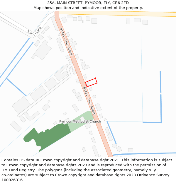 35A, MAIN STREET, PYMOOR, ELY, CB6 2ED: Location map and indicative extent of plot