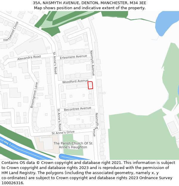 35A, NASMYTH AVENUE, DENTON, MANCHESTER, M34 3EE: Location map and indicative extent of plot
