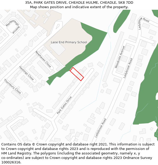 35A, PARK GATES DRIVE, CHEADLE HULME, CHEADLE, SK8 7DD: Location map and indicative extent of plot