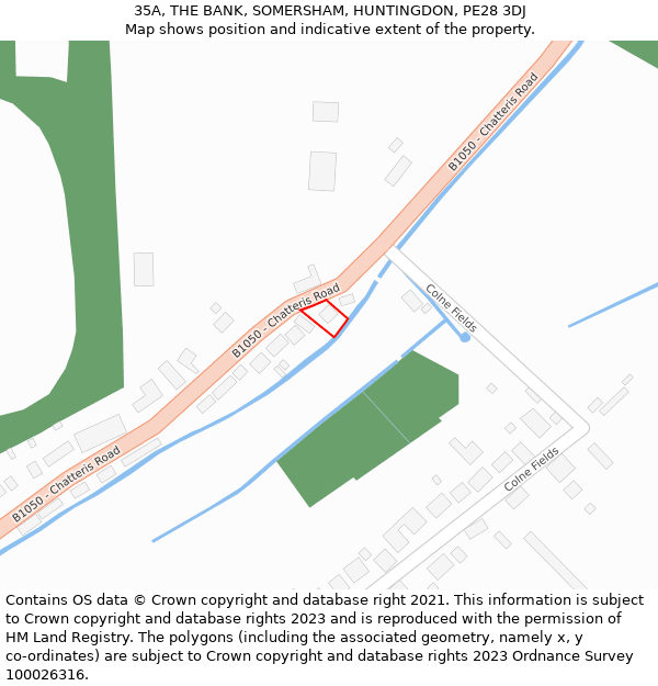 35A, THE BANK, SOMERSHAM, HUNTINGDON, PE28 3DJ: Location map and indicative extent of plot