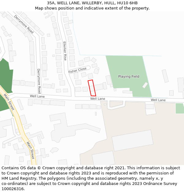 35A, WELL LANE, WILLERBY, HULL, HU10 6HB: Location map and indicative extent of plot
