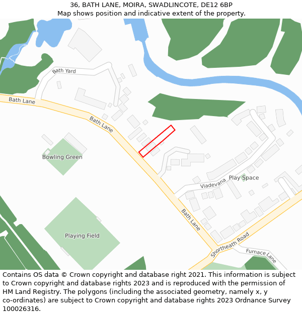 36, BATH LANE, MOIRA, SWADLINCOTE, DE12 6BP: Location map and indicative extent of plot