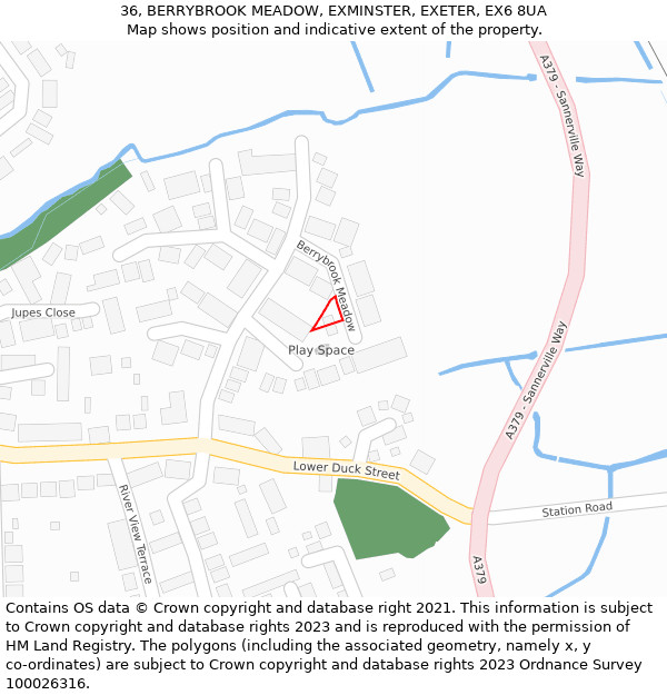 36, BERRYBROOK MEADOW, EXMINSTER, EXETER, EX6 8UA: Location map and indicative extent of plot