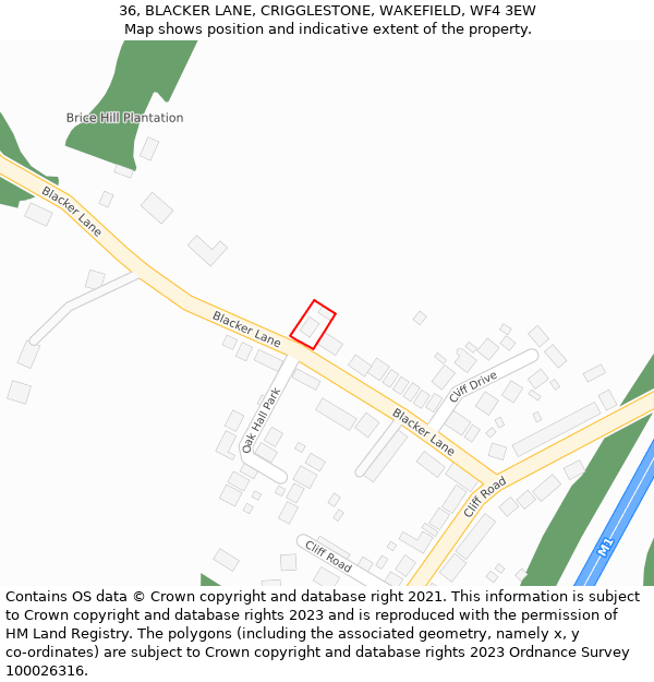 36, BLACKER LANE, CRIGGLESTONE, WAKEFIELD, WF4 3EW: Location map and indicative extent of plot