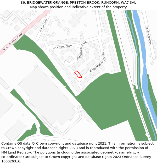36, BRIDGEWATER GRANGE, PRESTON BROOK, RUNCORN, WA7 3AL: Location map and indicative extent of plot