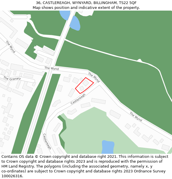 36, CASTLEREAGH, WYNYARD, BILLINGHAM, TS22 5QF: Location map and indicative extent of plot