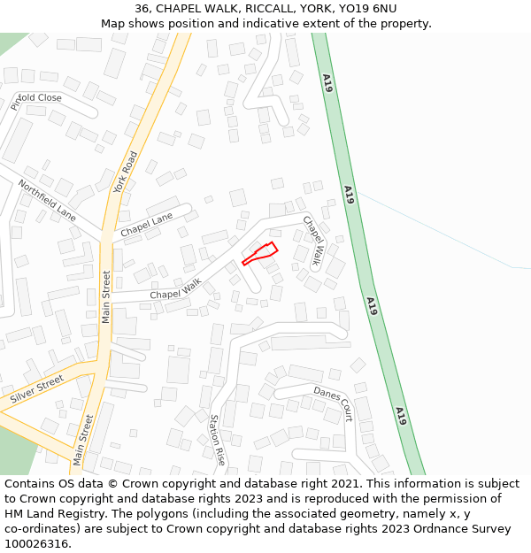 36, CHAPEL WALK, RICCALL, YORK, YO19 6NU: Location map and indicative extent of plot