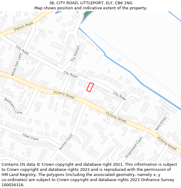 36, CITY ROAD, LITTLEPORT, ELY, CB6 1NG: Location map and indicative extent of plot