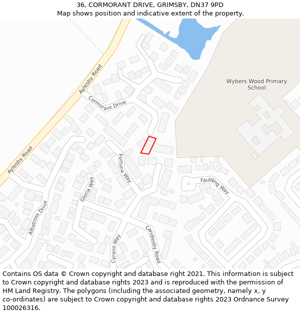 36, CORMORANT DRIVE, GRIMSBY, DN37 9PD: Location map and indicative extent of plot