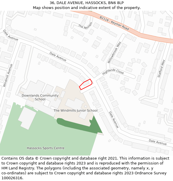 36, DALE AVENUE, HASSOCKS, BN6 8LP: Location map and indicative extent of plot