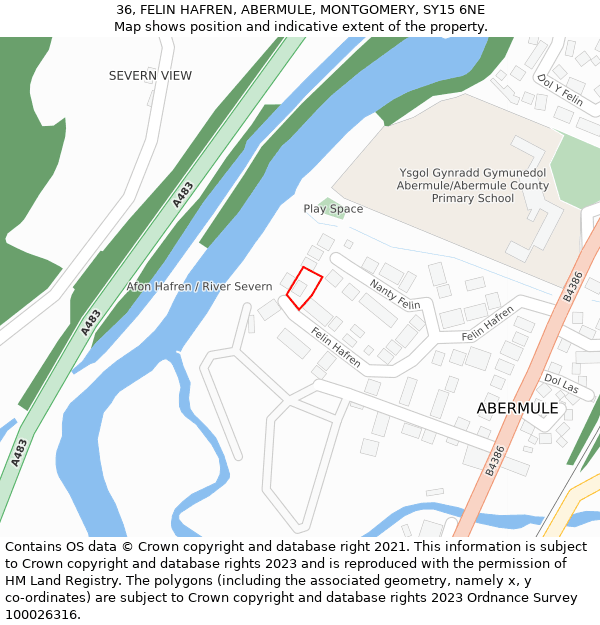 36, FELIN HAFREN, ABERMULE, MONTGOMERY, SY15 6NE: Location map and indicative extent of plot