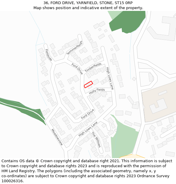 36, FORD DRIVE, YARNFIELD, STONE, ST15 0RP: Location map and indicative extent of plot