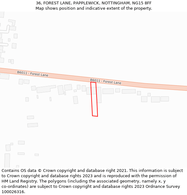 36, FOREST LANE, PAPPLEWICK, NOTTINGHAM, NG15 8FF: Location map and indicative extent of plot