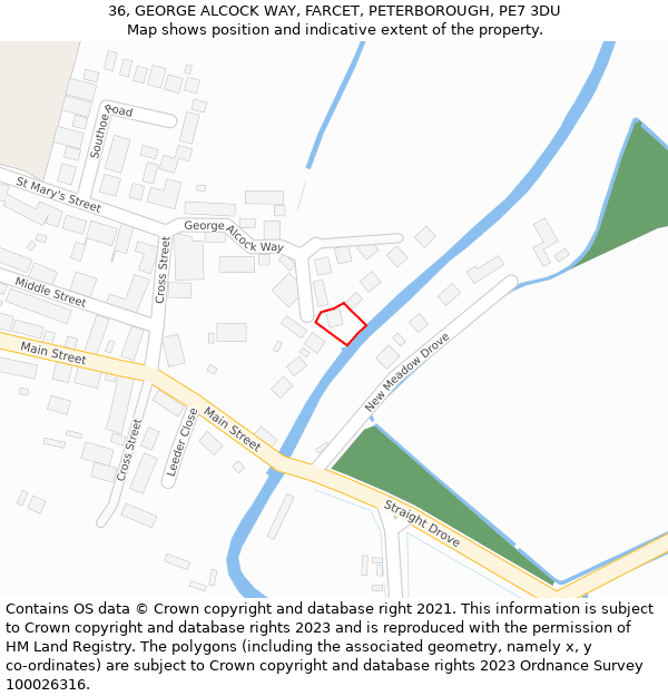 36, GEORGE ALCOCK WAY, FARCET, PETERBOROUGH, PE7 3DU: Location map and indicative extent of plot