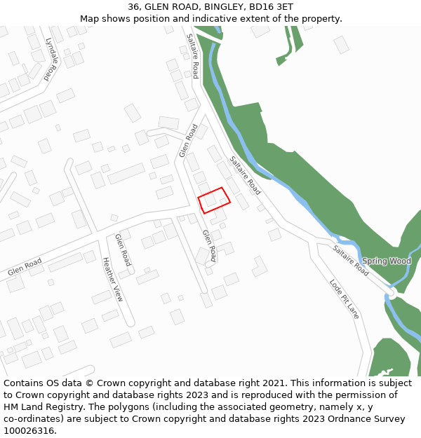 36, GLEN ROAD, BINGLEY, BD16 3ET: Location map and indicative extent of plot